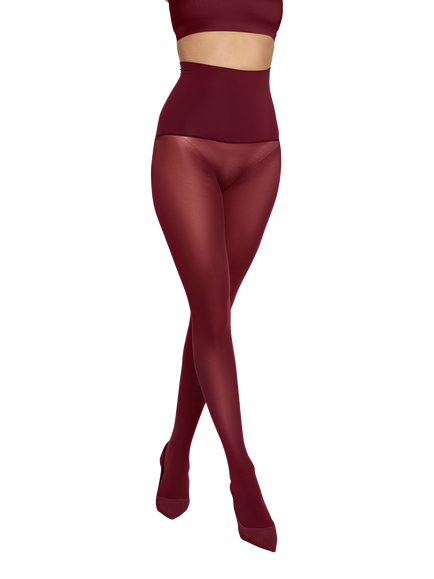 Heist 60 Denier Opaque Tights, Burgundy
