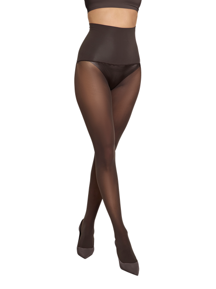 Heist The Sixty High Waist Opaque Tights, Chocolate Torte