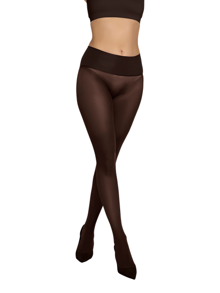 Heist The Sixty Mid Waist Opaque Tights, Chocolate Torte