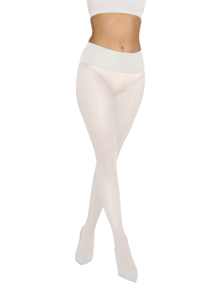Heist The Sixty Mid Waist Opaque Tights, Vintage Ivory
