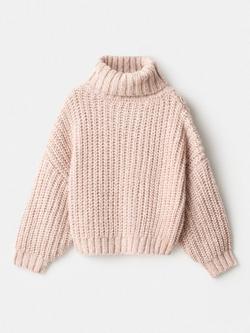 Mango Kids' Orla Chunky Knit Jumper, Lt-pastel Pink - view 2, Lt-pastel Pink