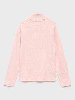 Mango Kids' Bella Cotton High Neck Jumper, Light Pink - view 2, Light Pink