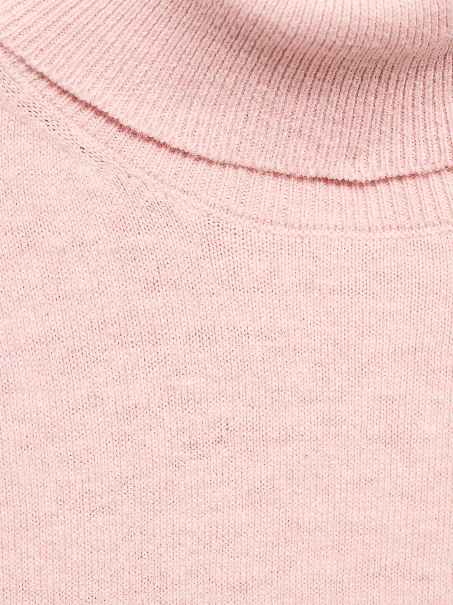 Product image 4 of 4, which shows Mango Kids' Bella Cotton High Neck Jumper, Light Pink, 13-14 years
