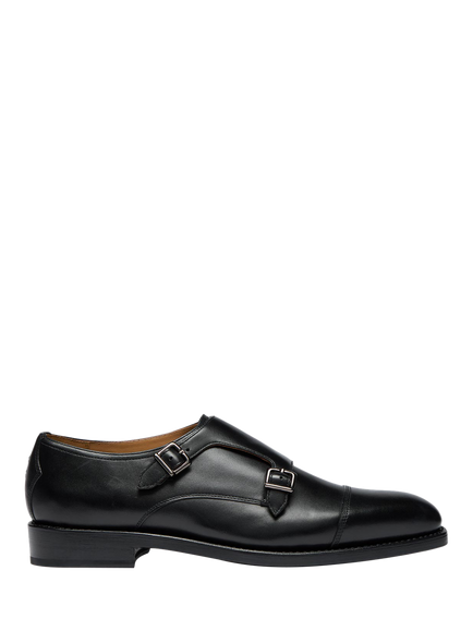 Oliver Sweeney Kersey Leather Double Buckle Monk Shoes, Black