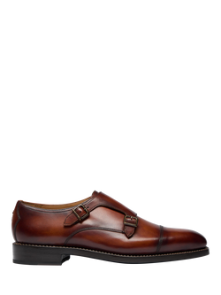 Oliver Sweeney Kersey Leather Double Buckle Monk Shoes, Cognac