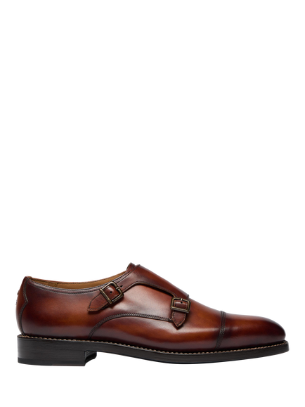 Oliver Sweeney Kersey Leather Double Buckle Monk Shoes, Cognac