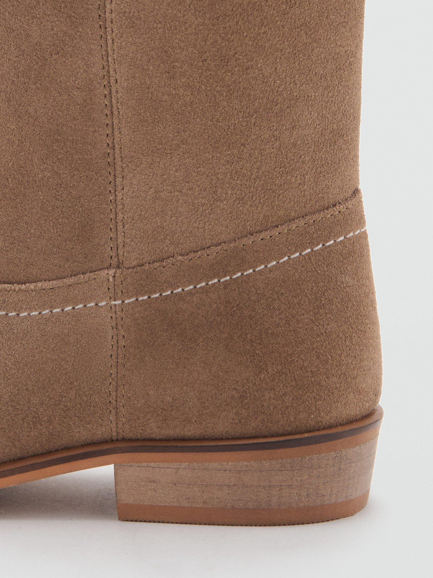 Product image 3 of 4, which shows Mango Kids' Danae Suede Western Boots, Beige, 1