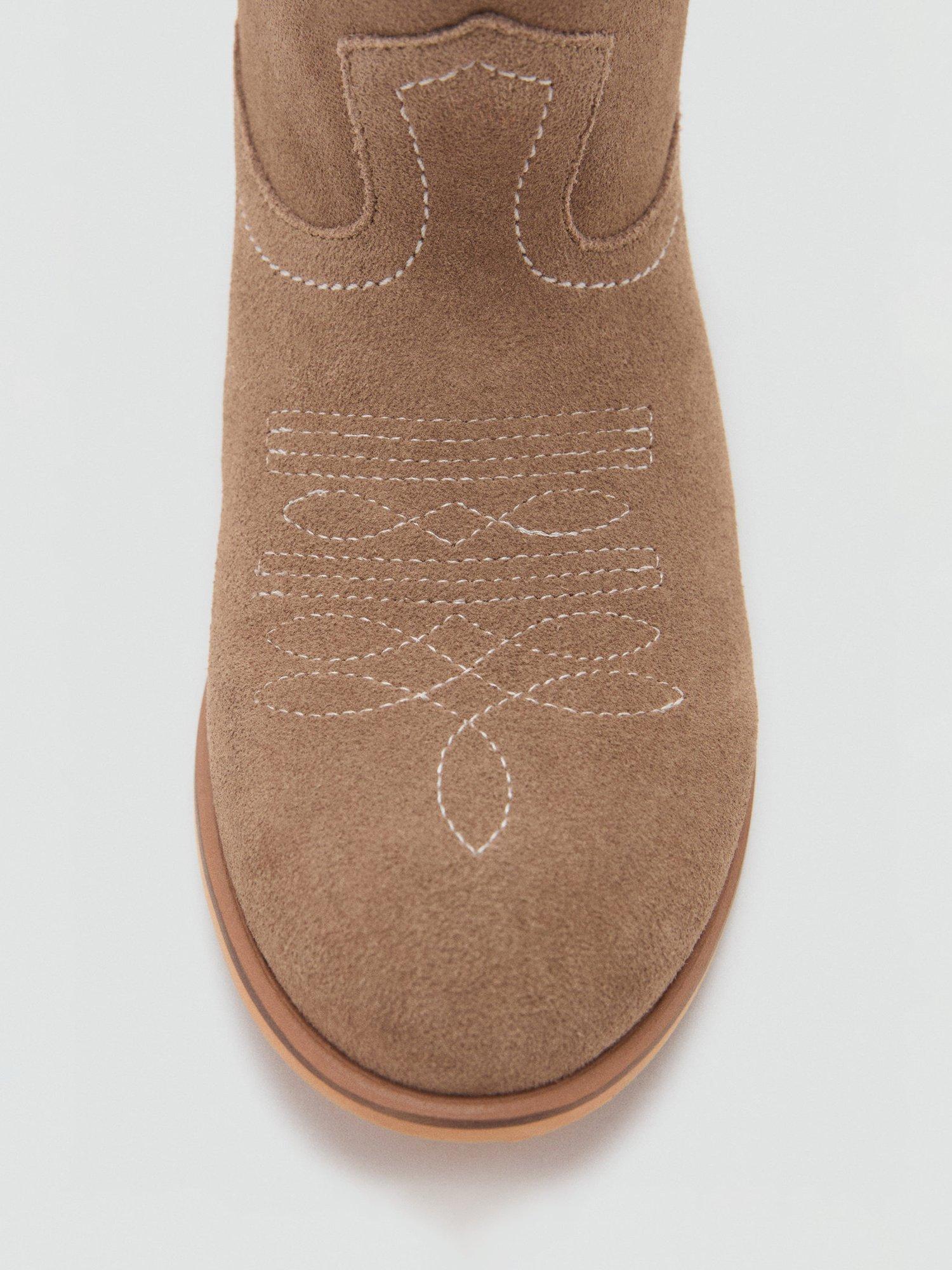 Product image 4 of 4, which shows Mango Kids' Danae Suede Western Boots, Beige, 1