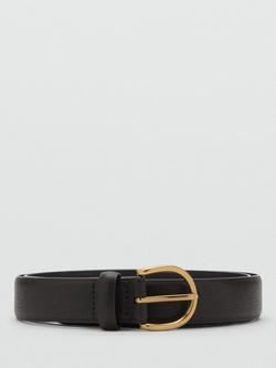 Mango Pebbled Leather Belt, Dark Brown, Dark Brown