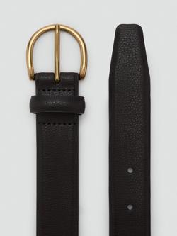 Mango Pebbled Leather Belt, Dark Brown - view 2, Dark Brown