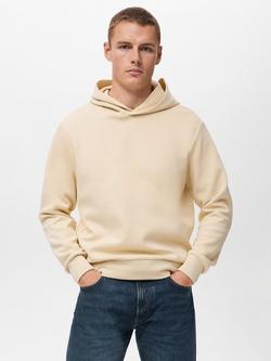 Mango Bono Cotton Blend Knit Hoodie, Light Beige