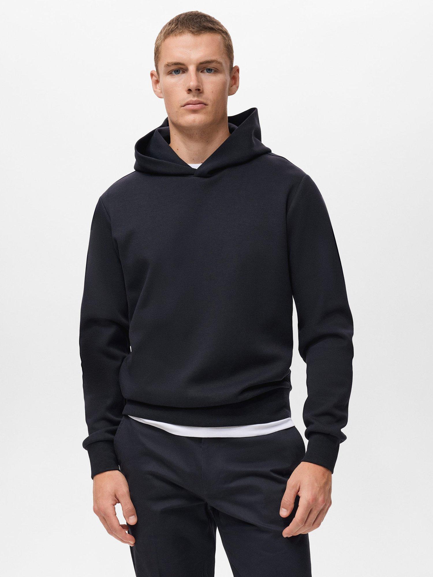 Product image 1 of 9, which shows Mango Bono Cotton Blend Knit Hoodie, Navy, XL