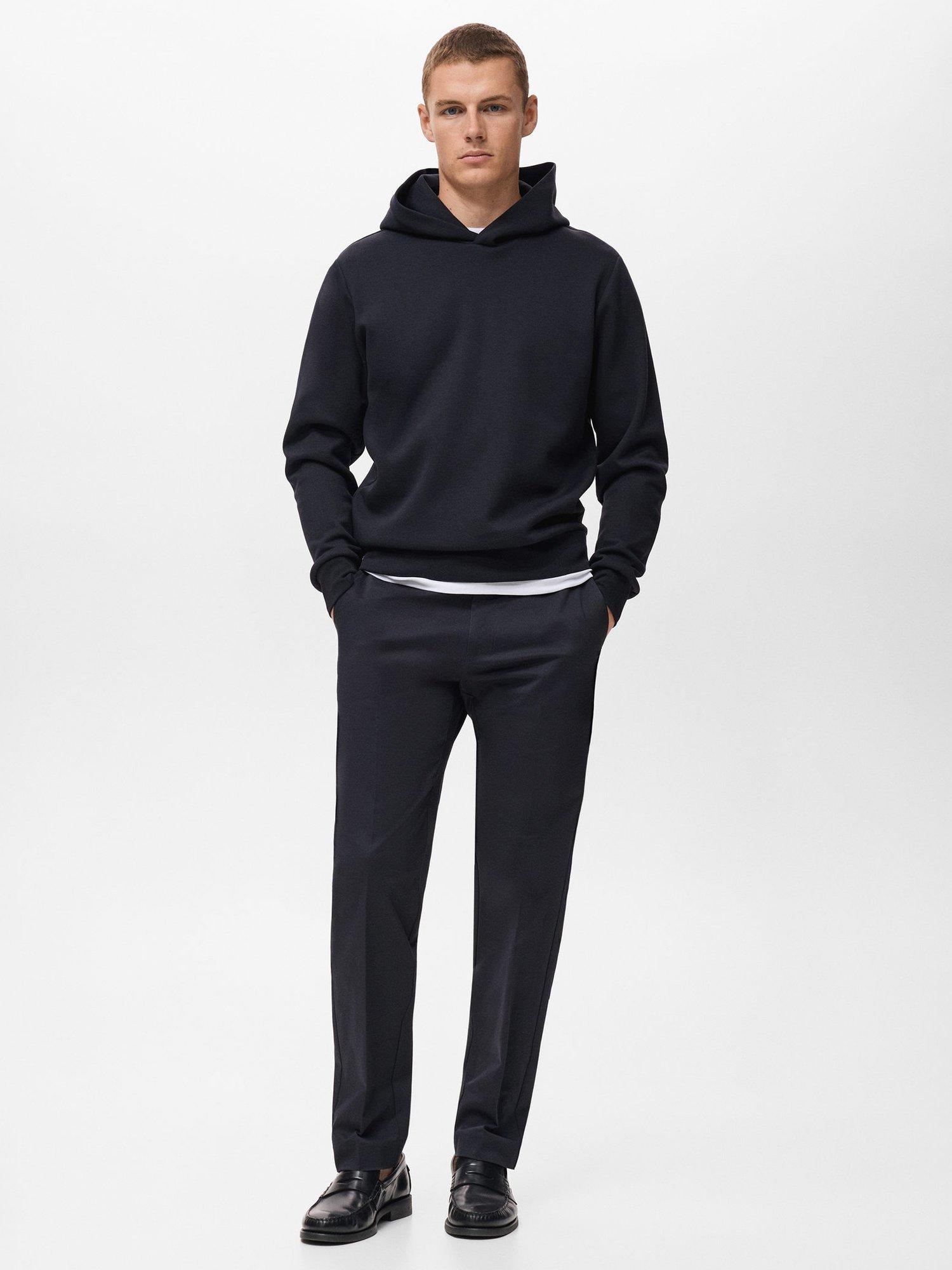 Product image 2 of 9, which shows Mango Bono Cotton Blend Knit Hoodie, Navy, XL