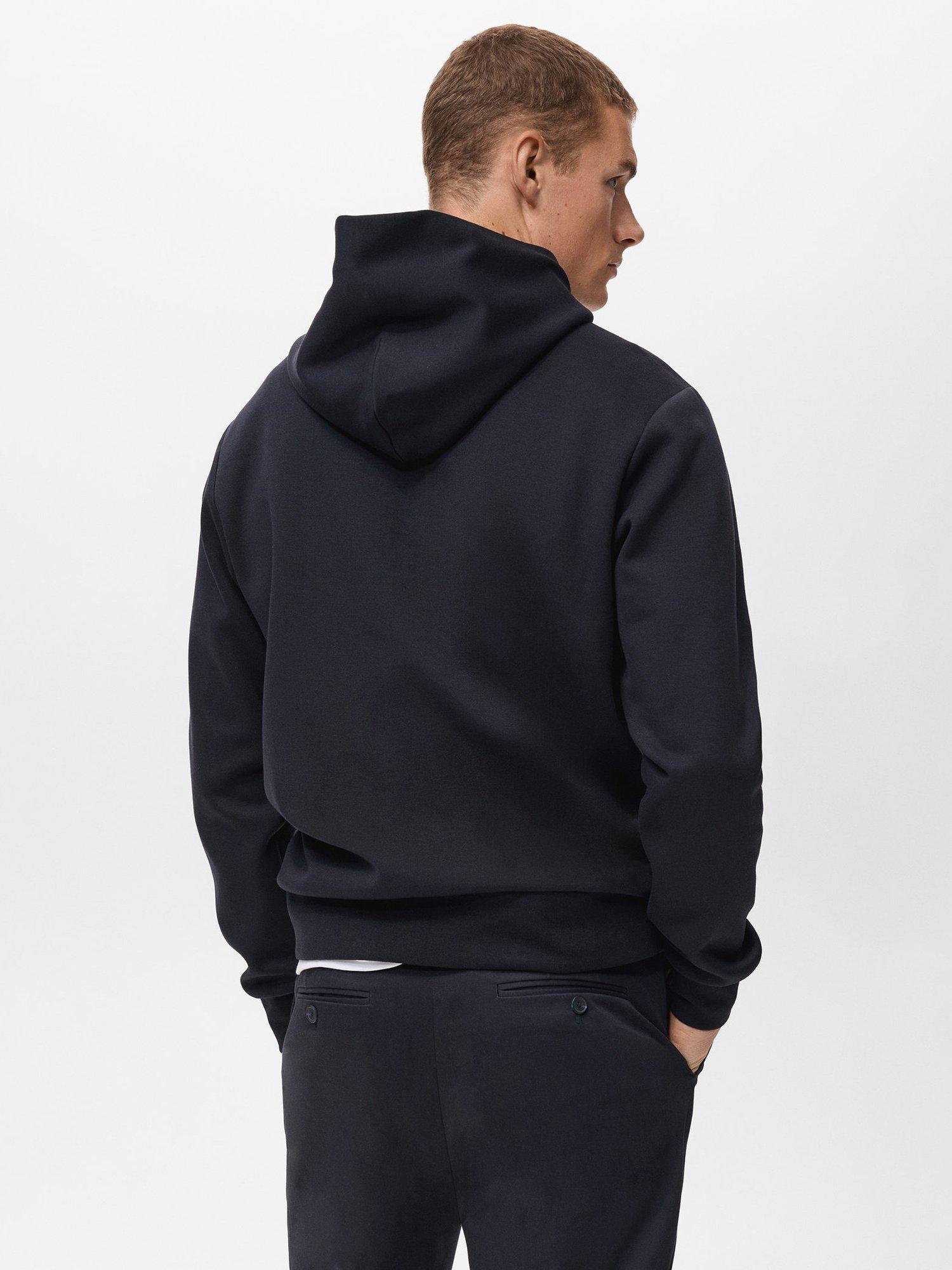 Product image 4 of 9, which shows Mango Bono Cotton Blend Knit Hoodie, Navy, XL