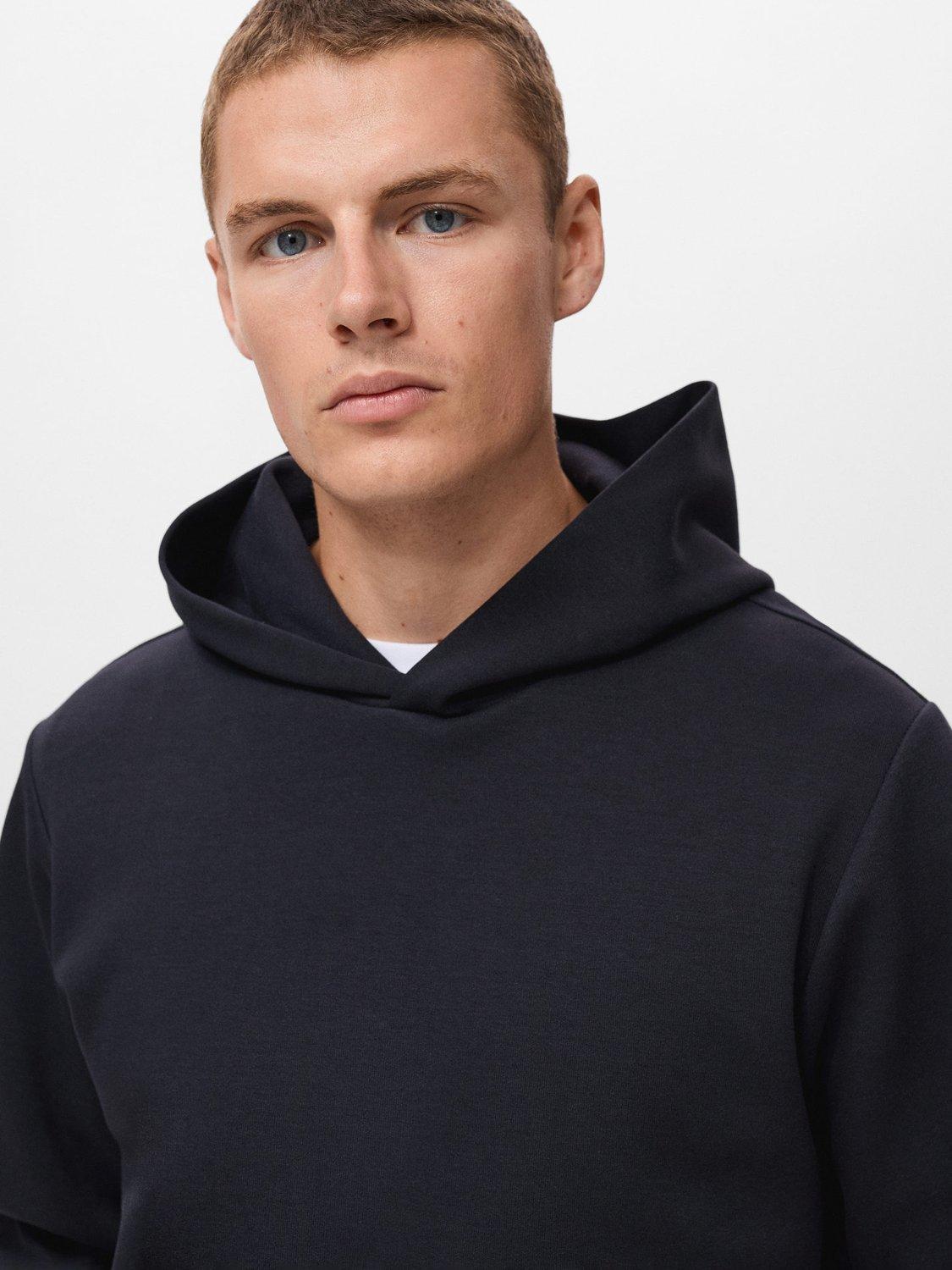 Product image 6 of 9, which shows Mango Bono Cotton Blend Knit Hoodie, Navy, XL