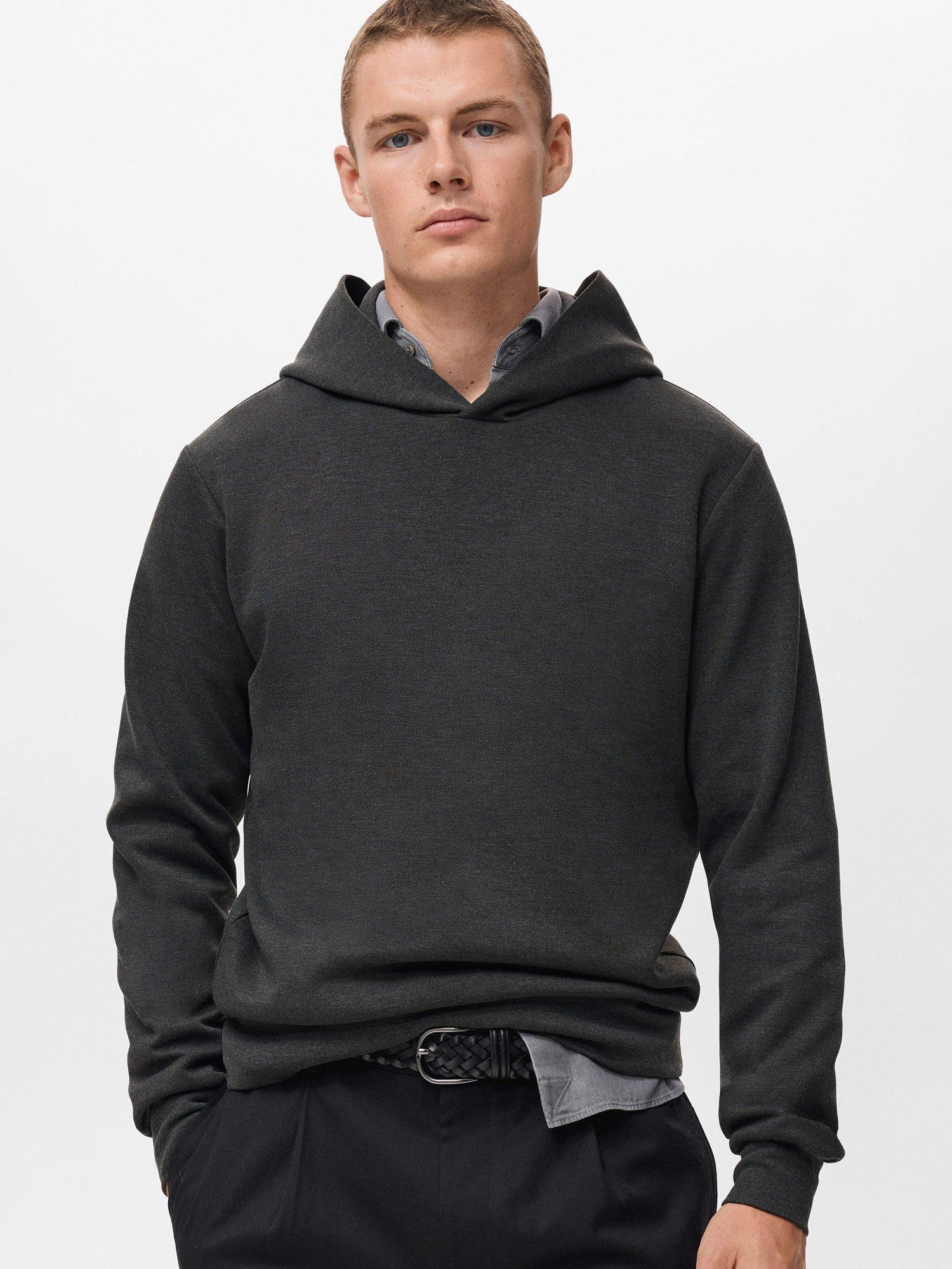 Product image 1 of 8, which shows Mango Bono Cotton Blend Knit Hoodie, Dark Grey, L
