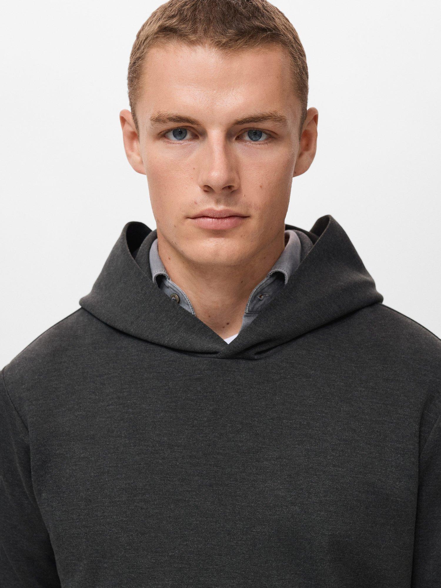 Product image 6 of 8, which shows Mango Bono Cotton Blend Knit Hoodie, Dark Grey, L