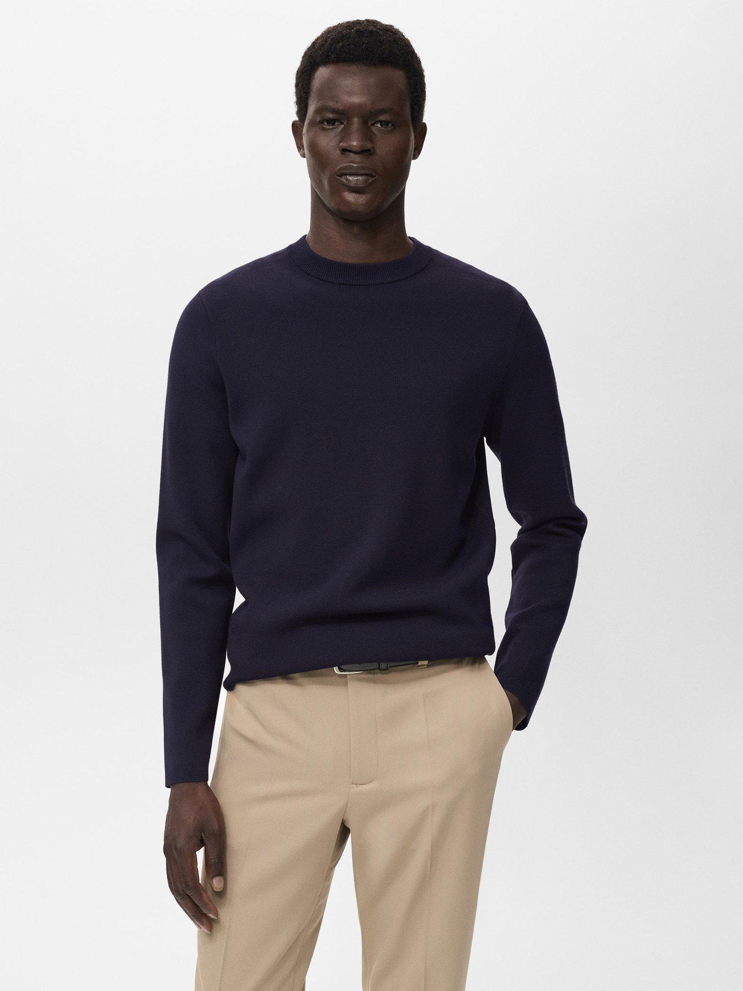 Product image 1 of 8, which shows Mango Luxus Crew Neck Jumper, Navy, L
