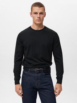 Mango Willy Wool Crew Neck Jumper, Black