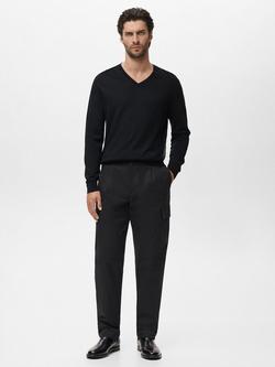 Mango Willy Wool V-Neck Jumper - view 2, Black