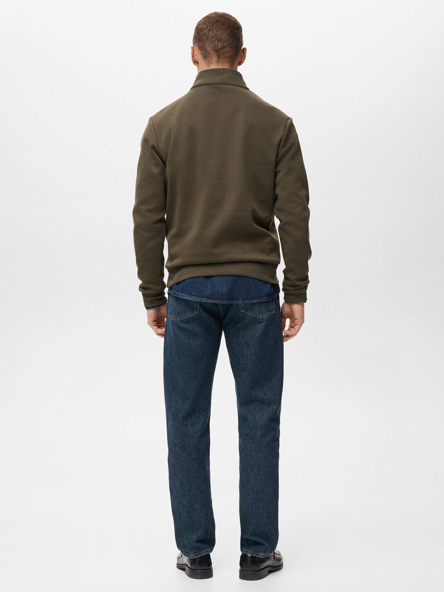 Product image 4 of 8, which shows Mango Winny Zip-Neck Cotton Blend Jumper, Dark Green, XXL