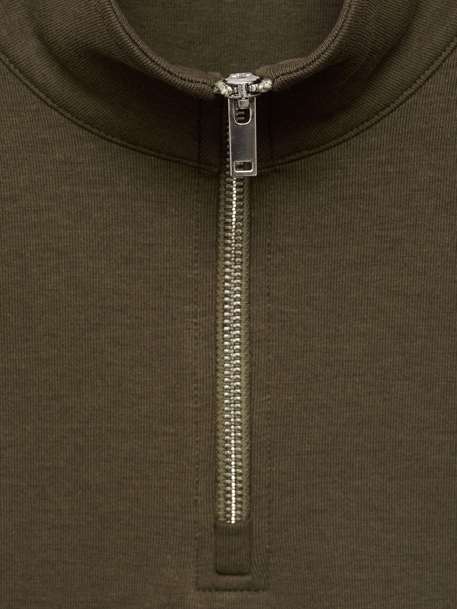 Product image 8 of 8, which shows Mango Winny Zip-Neck Cotton Blend Jumper, Dark Green, XXL