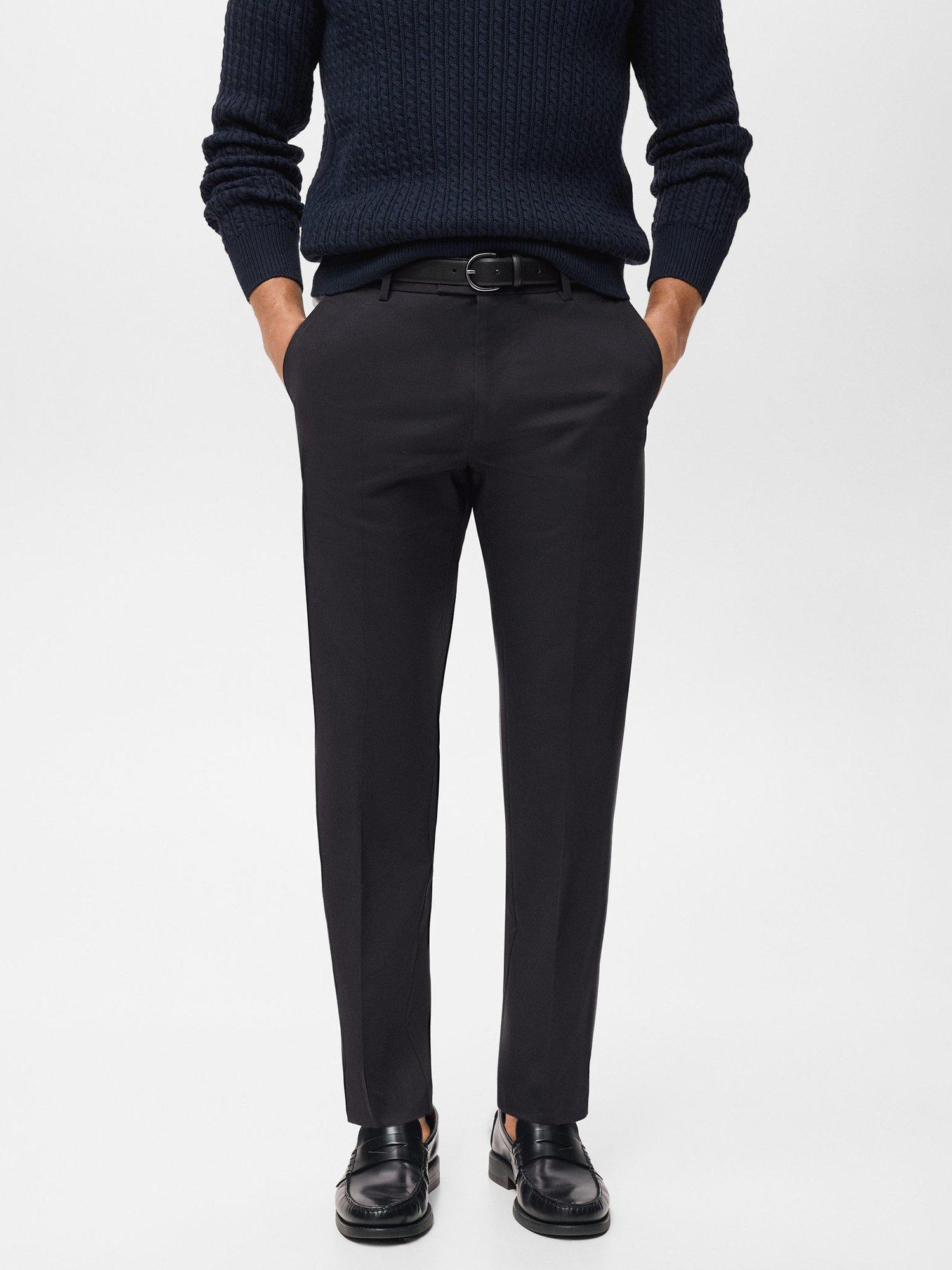 Product image 1 of 7, which shows Mango Nicco Stretch Cotton Blend Trousers, Black, 30