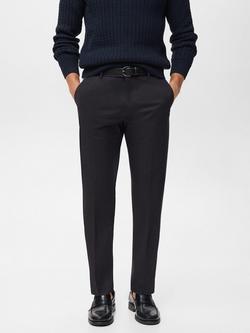 Mango Nicco Stretch Cotton Blend Trousers, Black, Black