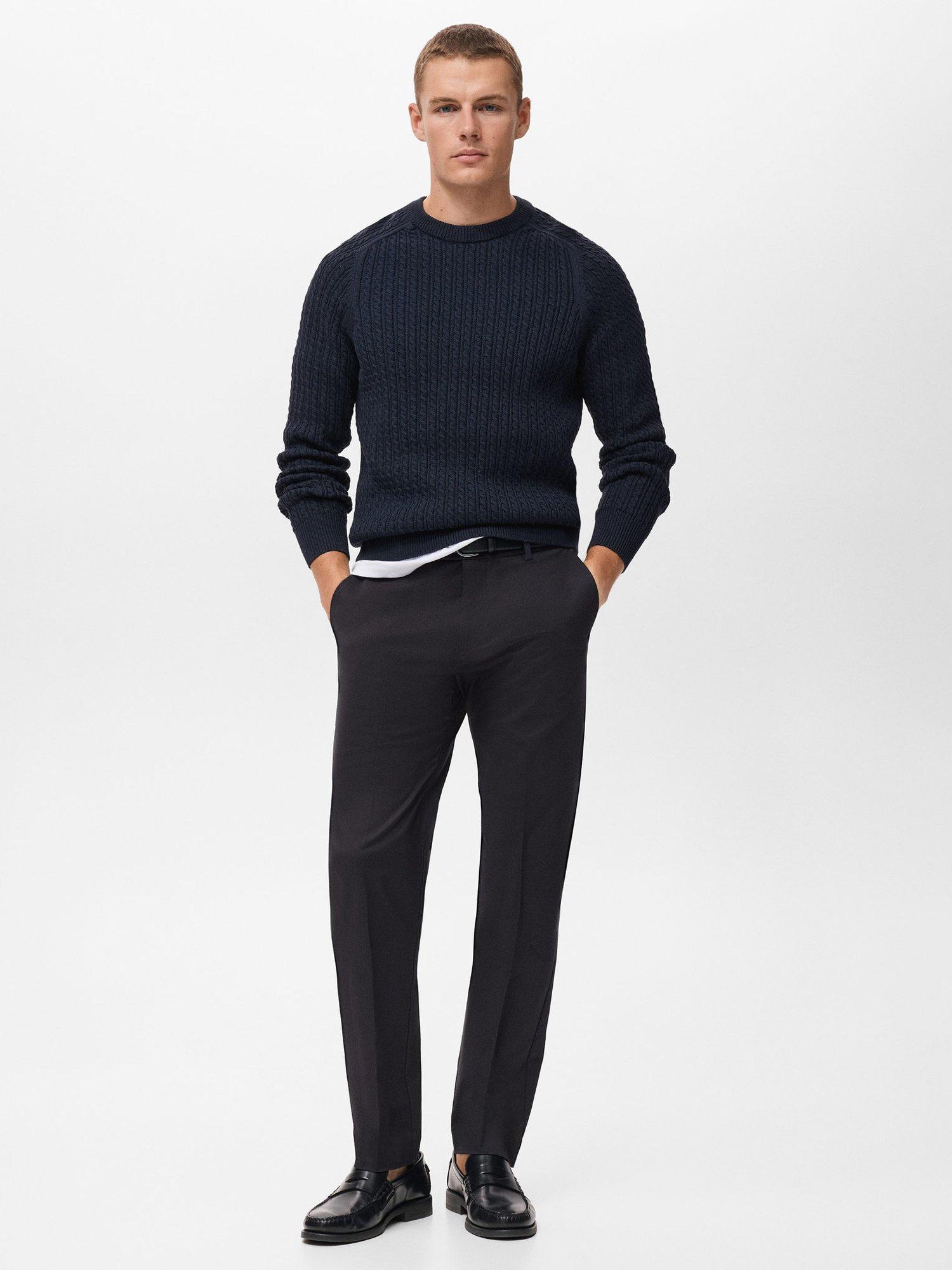 Product image 2 of 7, which shows Mango Nicco Stretch Cotton Blend Trousers, Black, 30