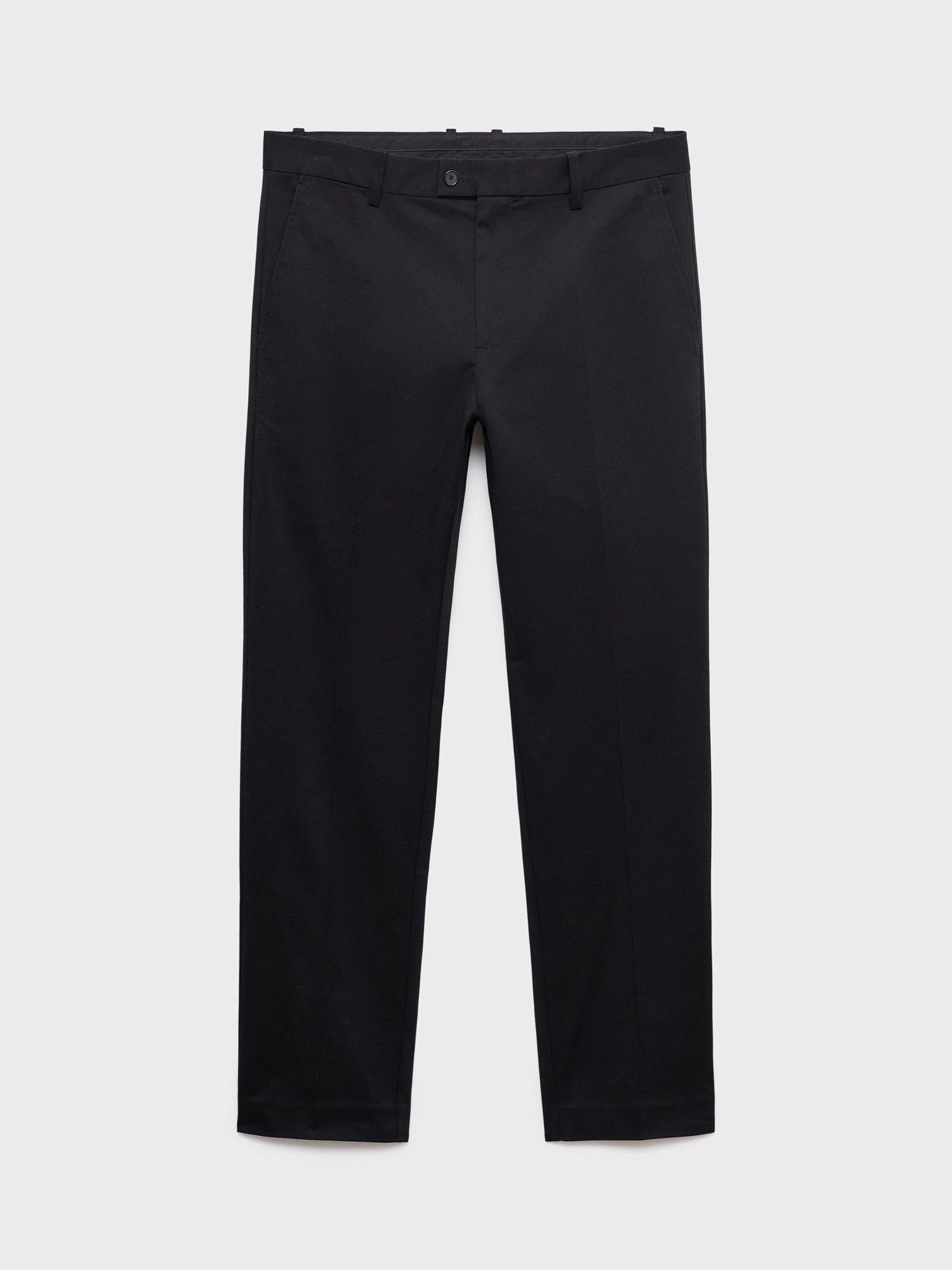 Product image 3 of 7, which shows Mango Nicco Stretch Cotton Blend Trousers, Black, 30