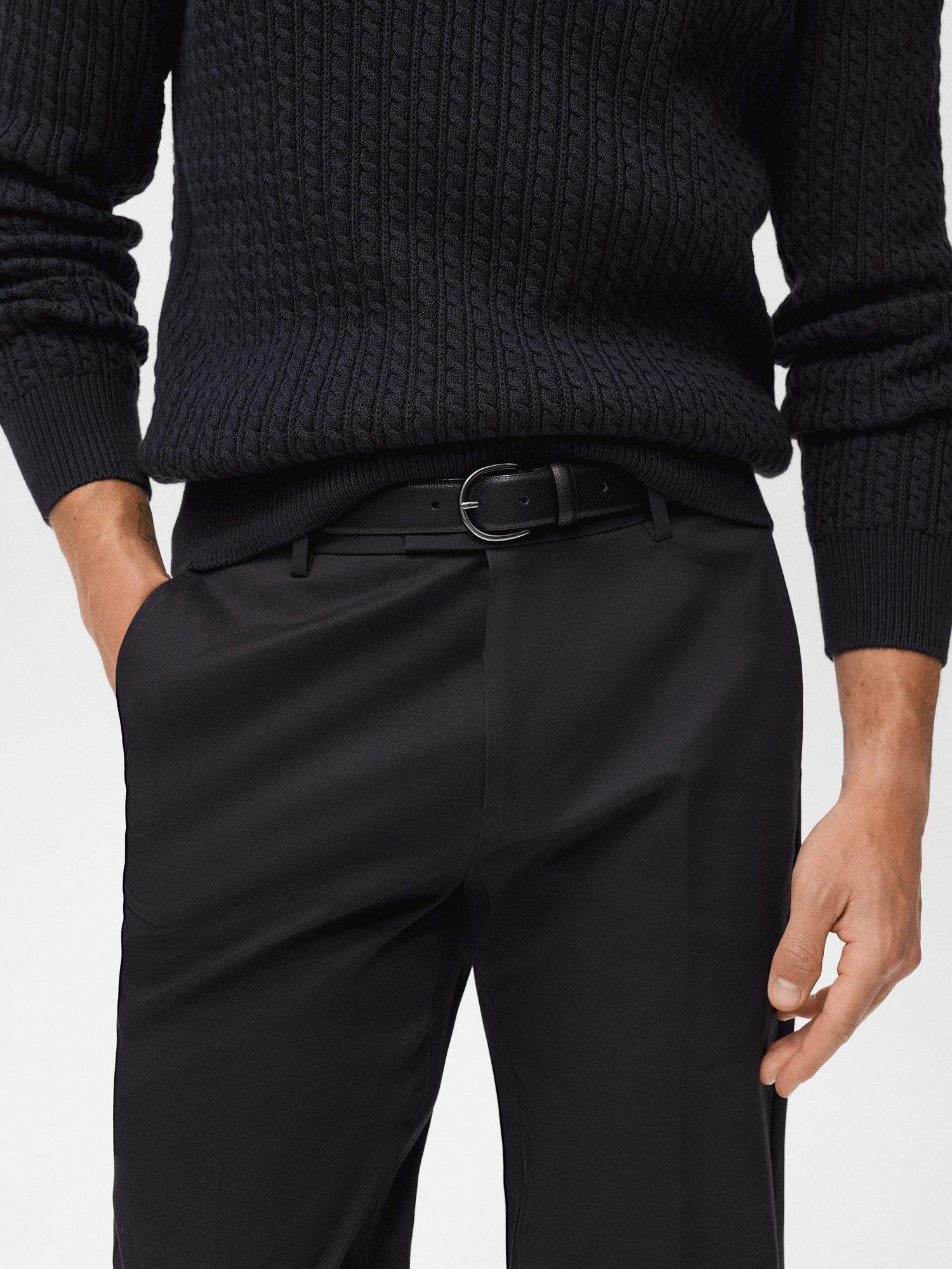 Product image 5 of 7, which shows Mango Nicco Stretch Cotton Blend Trousers, Black, 30