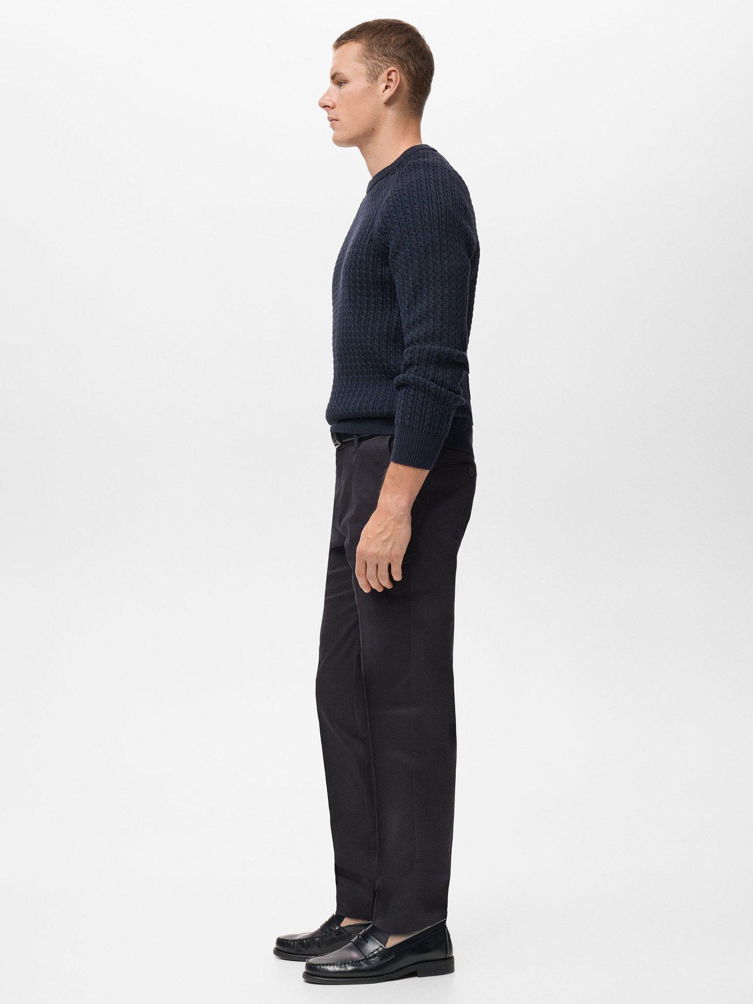 Product image 6 of 7, which shows Mango Nicco Stretch Cotton Blend Trousers, Black, 30