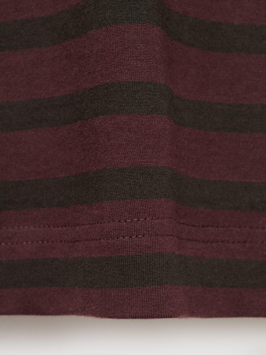Product image 5 of 8, which shows Mango Cotton Regular Fit Short Sleeve Stripe T-Shirt, Dark Red, XXL