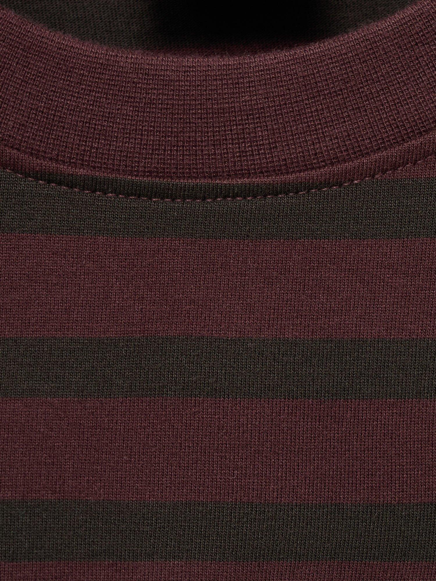 Product image 8 of 8, which shows Mango Cotton Regular Fit Short Sleeve Stripe T-Shirt, Dark Red, XXL