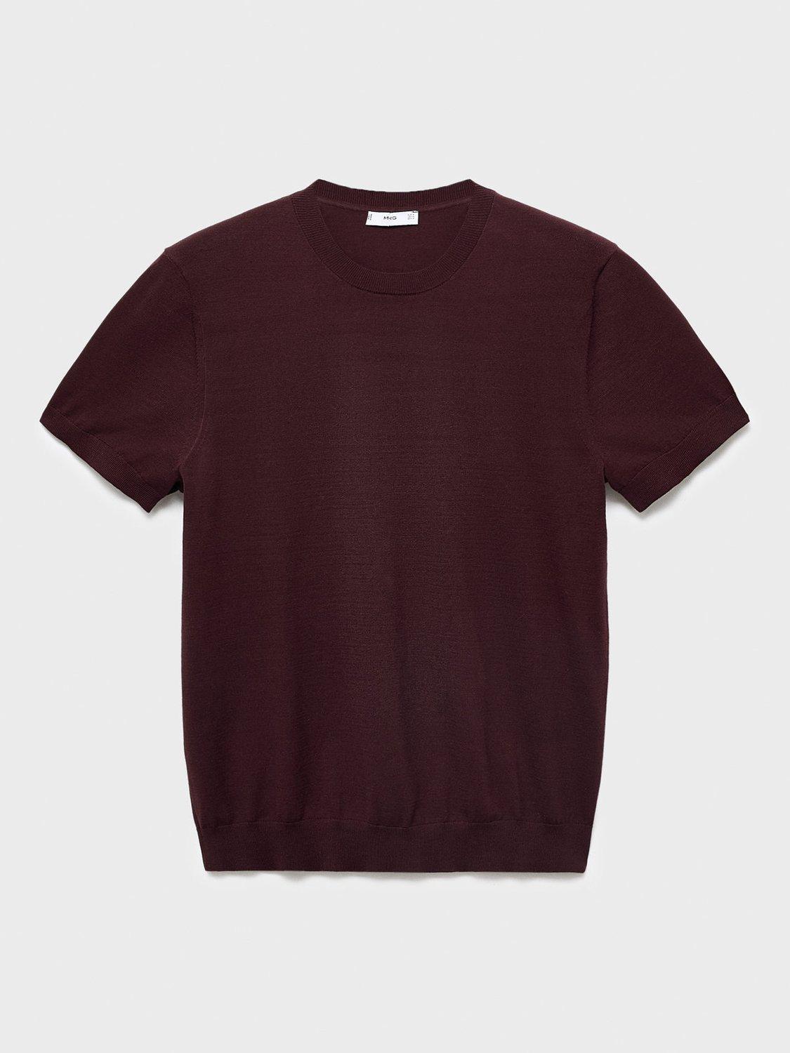 Product image 3 of 8, which shows Mango Cotton Regular Fit Short Sleeve T-Shirt, Dark Red, XXL