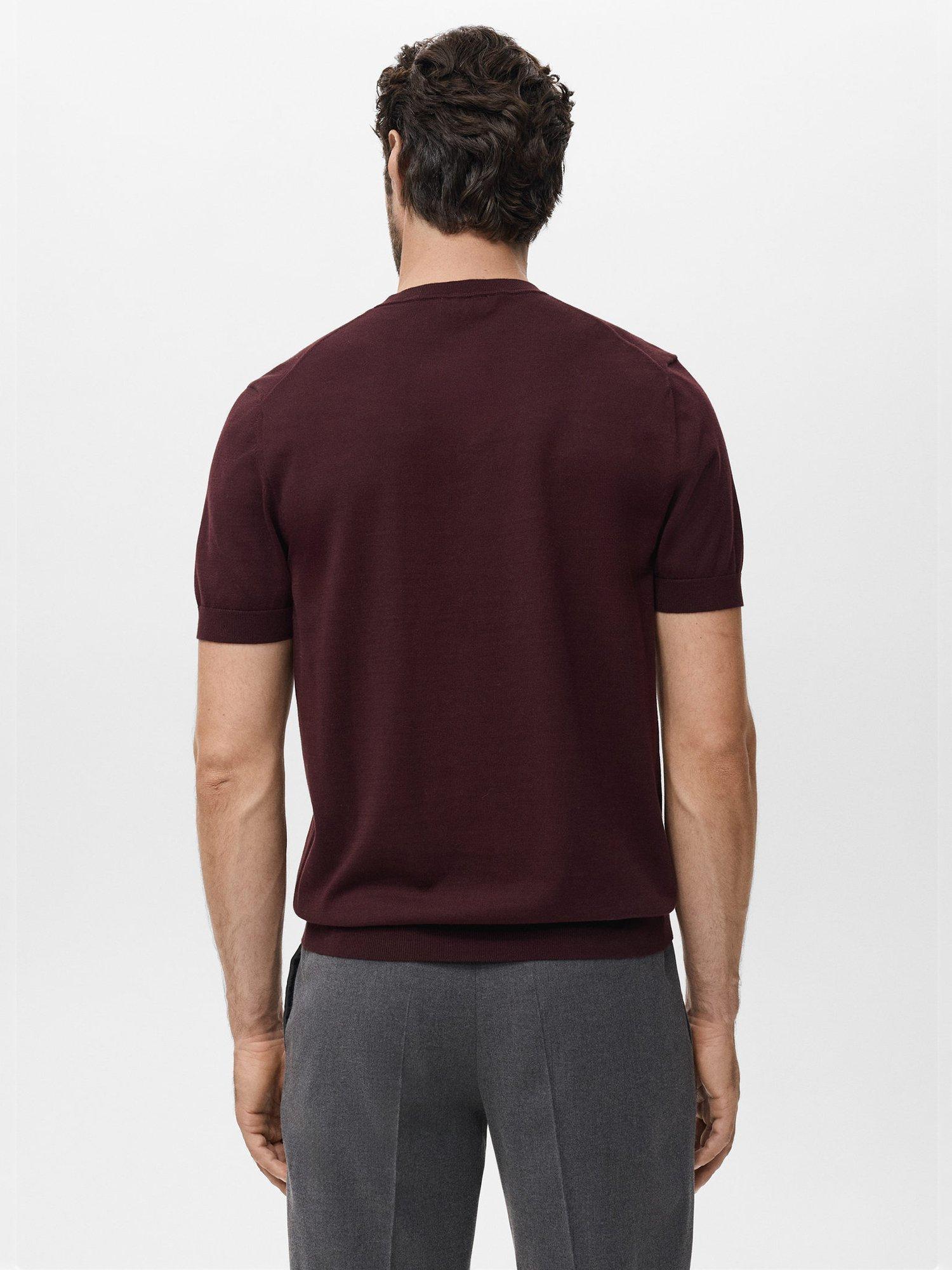 Product image 4 of 8, which shows Mango Cotton Regular Fit Short Sleeve T-Shirt, Dark Red, XXL
