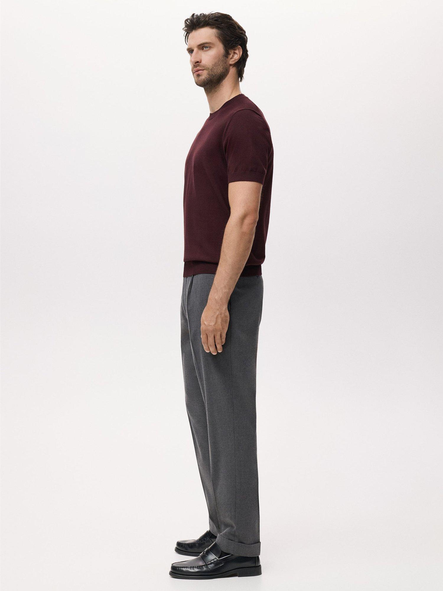 Product image 7 of 8, which shows Mango Cotton Regular Fit Short Sleeve T-Shirt, Dark Red, XXL