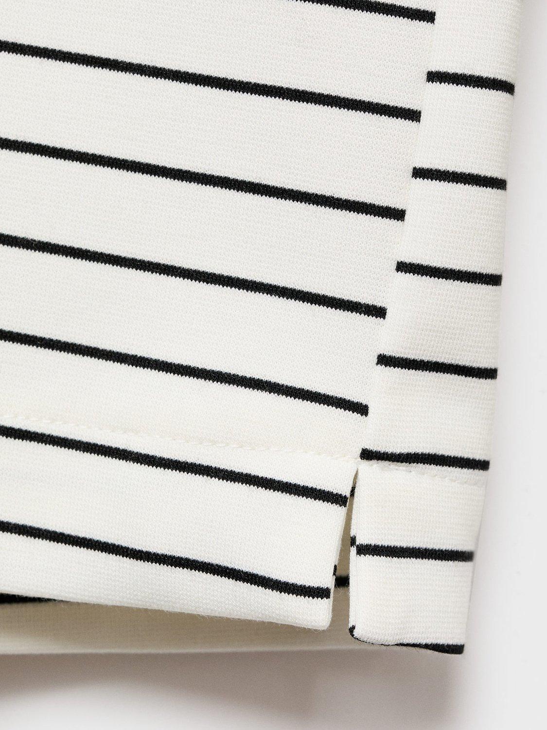 Product image 5 of 9, which shows Mango Regular Fit Long Sleeve Stripe T-Shirt, Light Beige, M