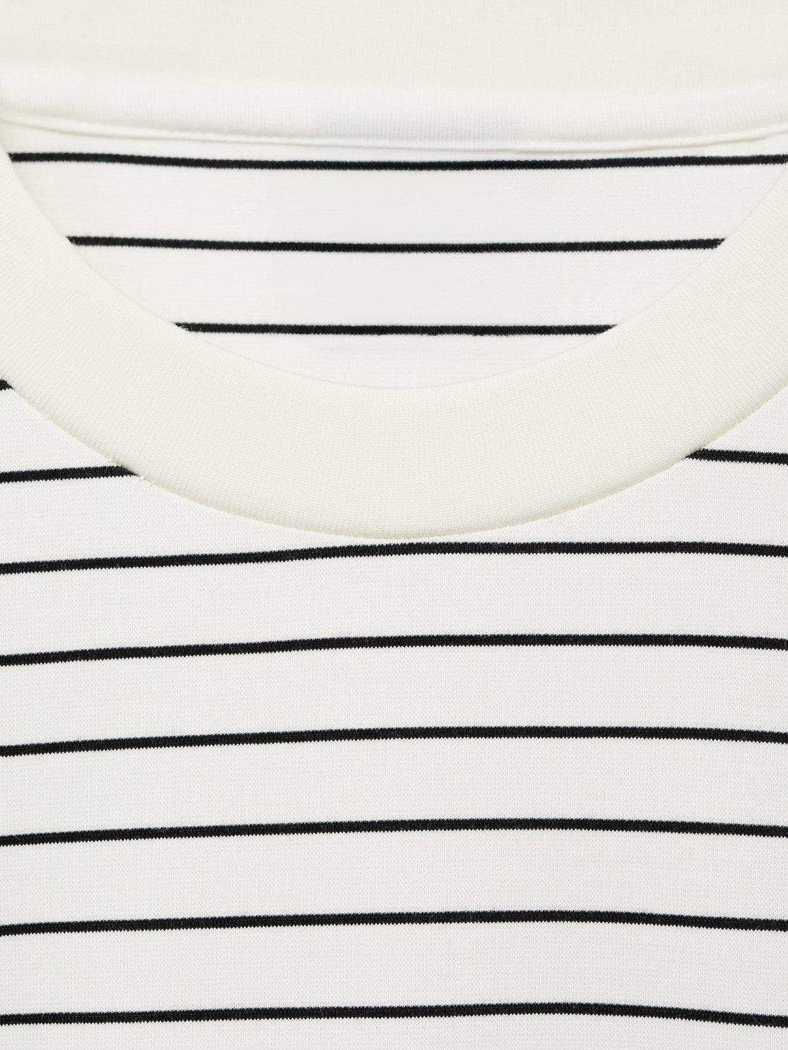 Product image 9 of 9, which shows Mango Regular Fit Long Sleeve Stripe T-Shirt, Light Beige, M