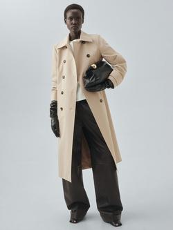 Mango Classic Cotton Longline Trench Coat - view 2, Light Beige