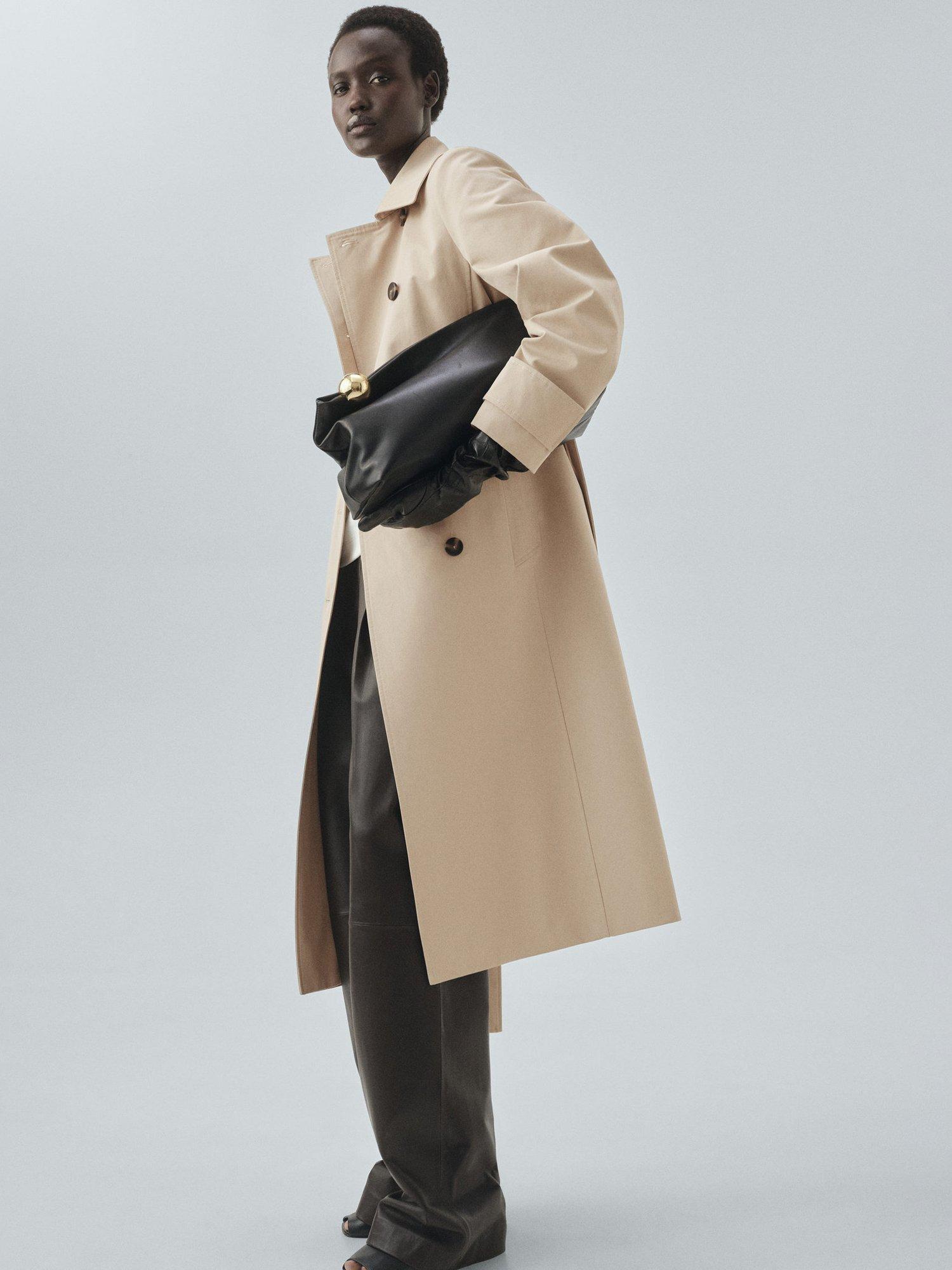 Product image 7 of 8, which shows Mango Classic Cotton Longline Trench Coat , Light Beige, XS