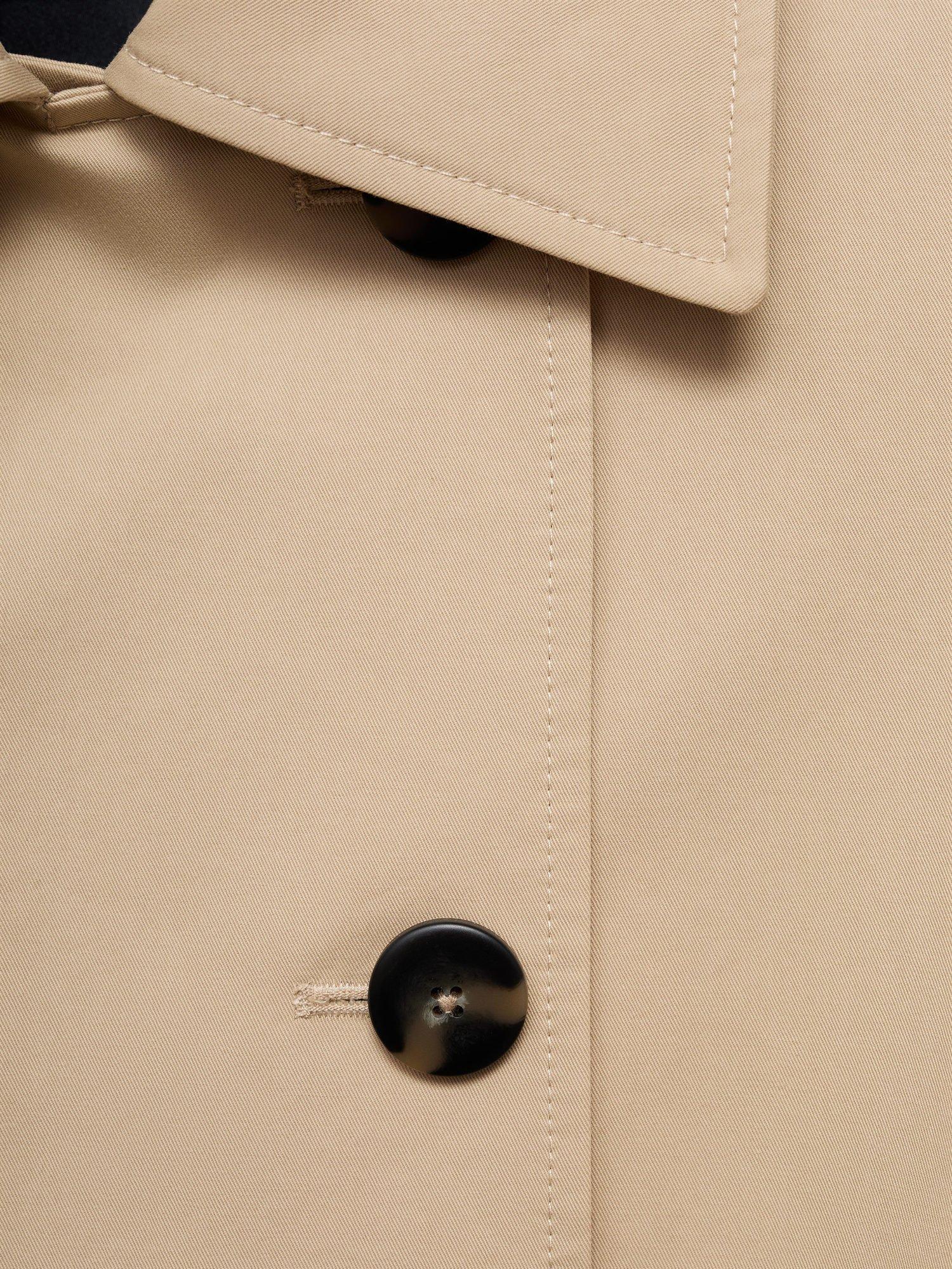 Product image 8 of 8, which shows Mango Classic Cotton Longline Trench Coat , Light Beige, XS