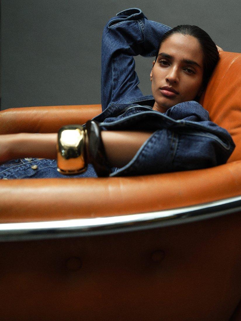 Product image 6 of 7, which shows Mango Rue Bow Detail Denim Shirt , Open Blue, 8