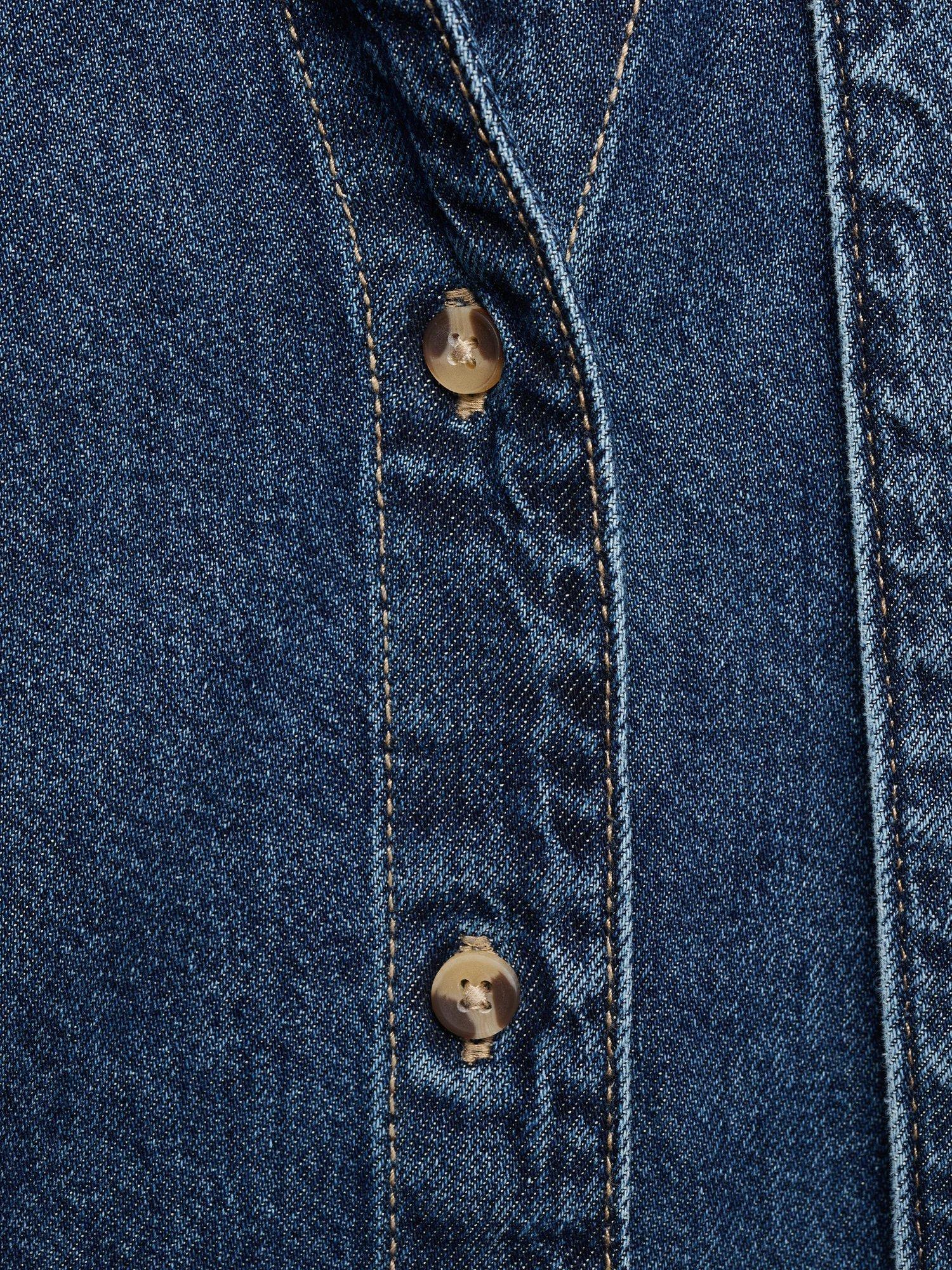 Product image 7 of 7, which shows Mango Rue Bow Detail Denim Shirt , Open Blue, 8