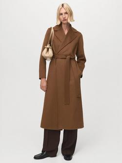 Mango Batin Belted Wool Blend Coat - view 2, Medium Brown