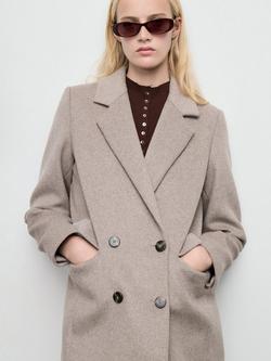 Mango Dali Double Breasted Wool Blend Coat - view 2, Medium Brown