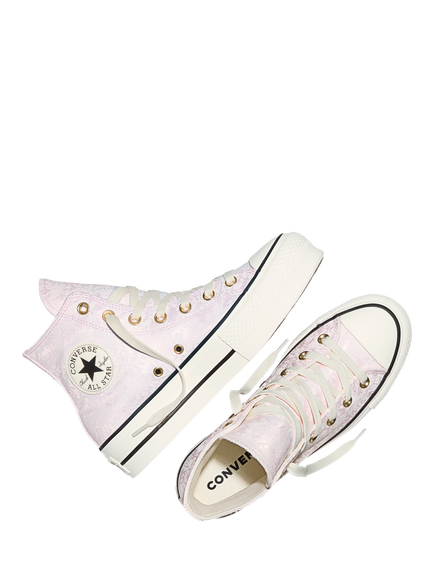 Converse Chuck Taylor All Star Hi-Top Trainers, Pink/Egret - view 2, Pink/Egret