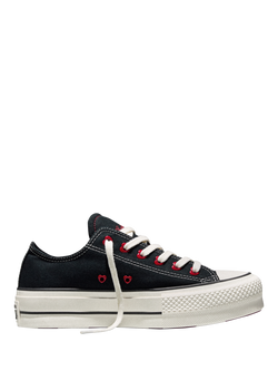 Converse Chuck Taylor All Star Hearts Low Top Trainers, Black/White/Red, Black/White/Red