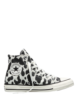 Converse Chuck Taylor All Star Cow Print Hi-Top Trainers, Black/Egret, Black/Egret