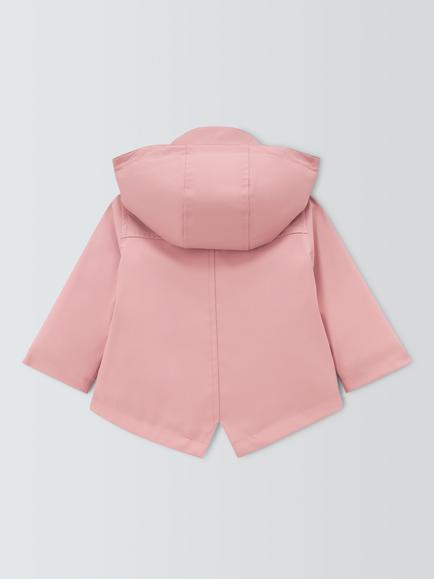 John Lewis Baby Showerproof Borg Lined Raincoat, Pink - view 2, Pink